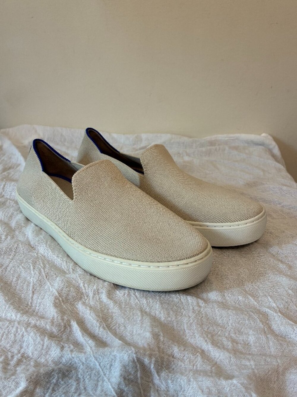 Rothy's Original Slip On Sneaker Knitted Sand Beige Women's Size 8 EXCELLENT